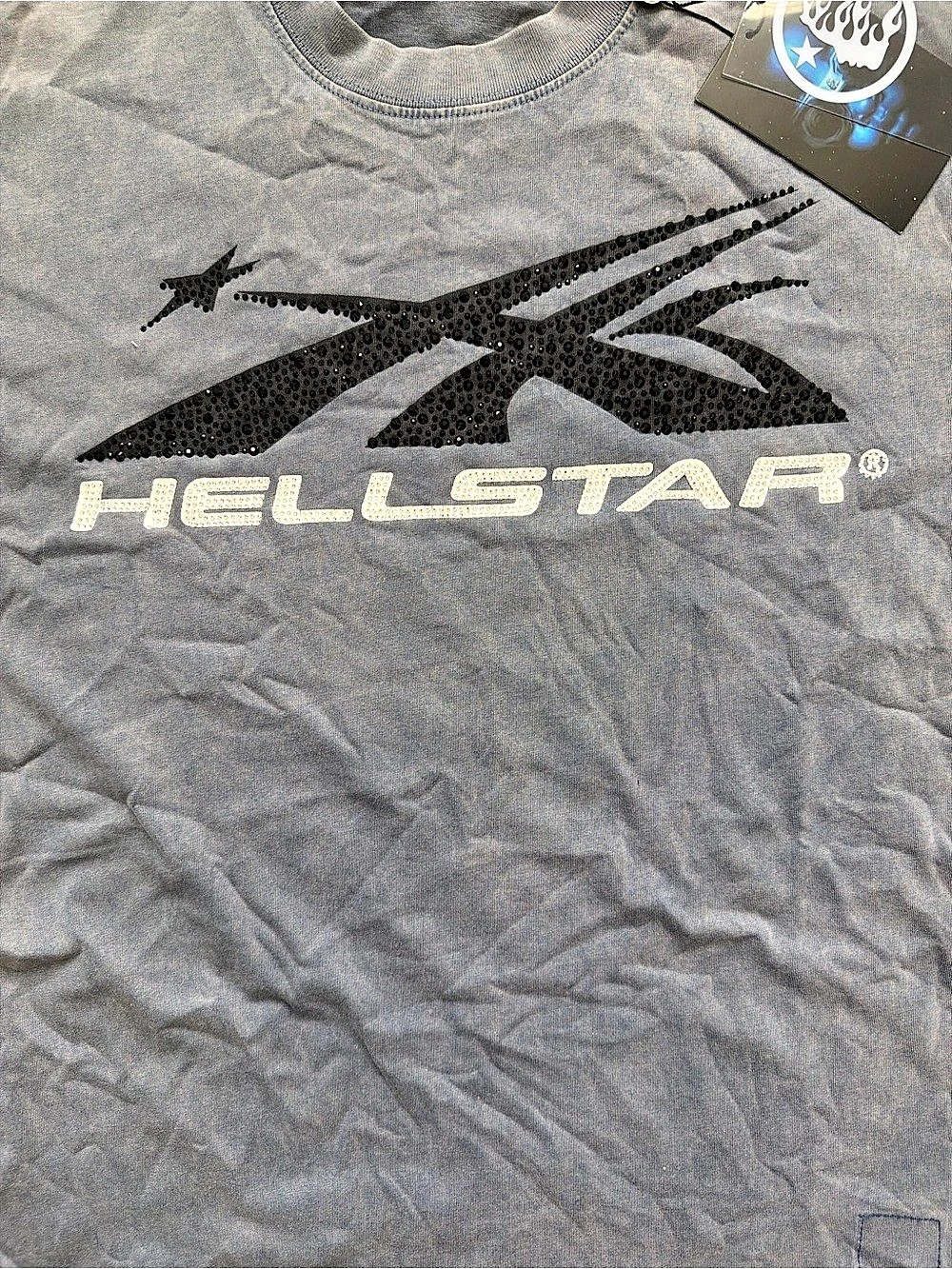 Hellstar Rhinestone Records Vintage Wash T-Shirt Medium
